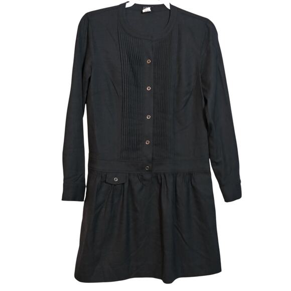 J. Crew Dresses & Skirts - J. Crew Pintuck Drop Waist Shift Dress Wool Blend Long Sleeve Gray Size 4